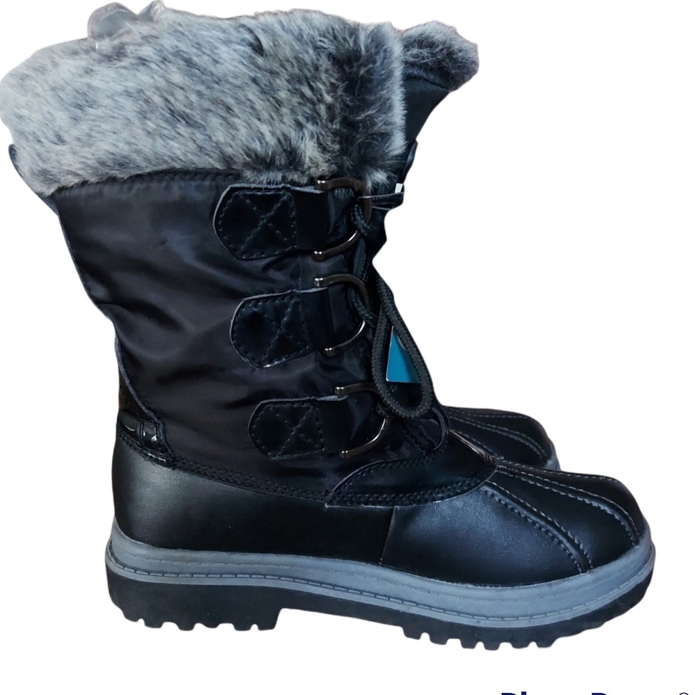 Khombu TESS Black Faux Fur Mid Calf Winter Boots Womens 7 - NEW